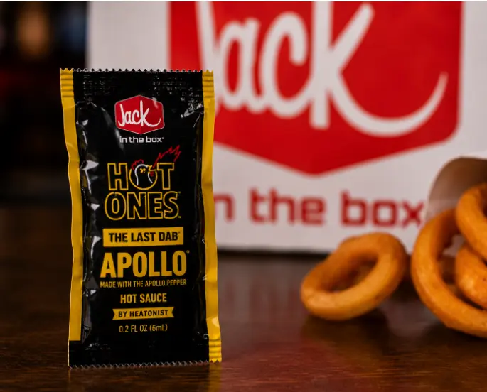 Hot Ones The Last Dab Apollo sauce packet at Jack in the Box